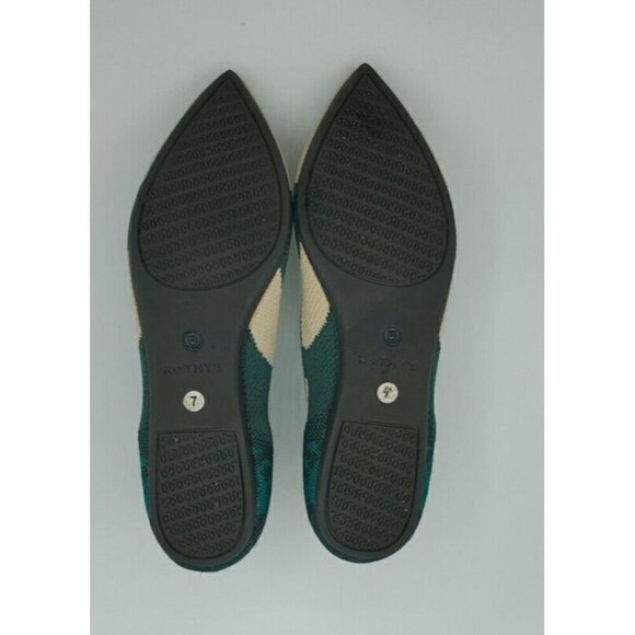 Rothy’s Flat Womens Size 7 Moroccan Ikat The Pointed Toe Green Shoe Retired - Picture 13 of 13